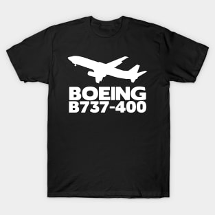 Boeing B737-400 Silhouette Print (White) T-Shirt